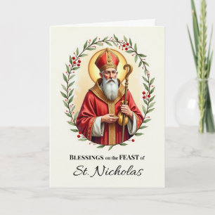Sankt Nikolaus högtidsdag välsignelser Julrosenkra Kort