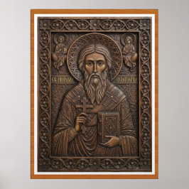 Sankt Nikolaus, jung trä ortodox bokstavskonst Poster
