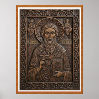 Sankt Nikolaus, jung trä ortodox bokstavskonst Poster