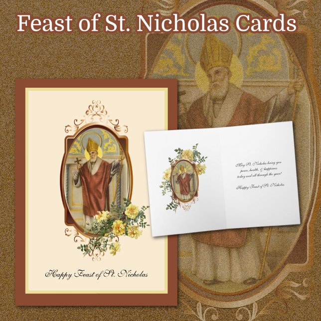 Sankt Nikolaus katolska högtidsdag religiös helgda Helgkort (Catholic Byzantine Feast of St. Nicholas Holiday Cards)