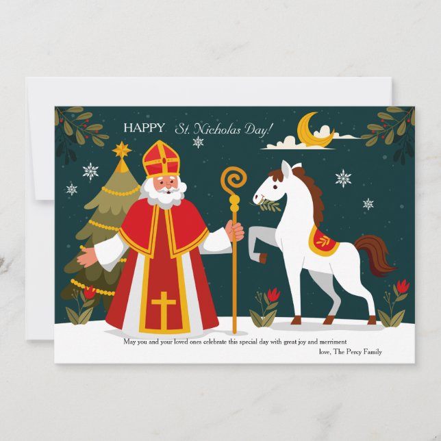 Sankt Nikolaus och hans häst julkort (Framsida)