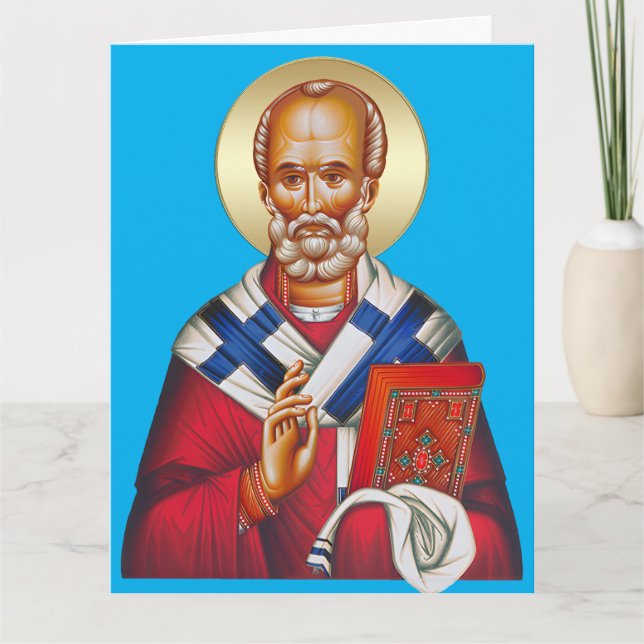 Sankt Nikolaus ortodox ikon 06 Kort (Framsida)