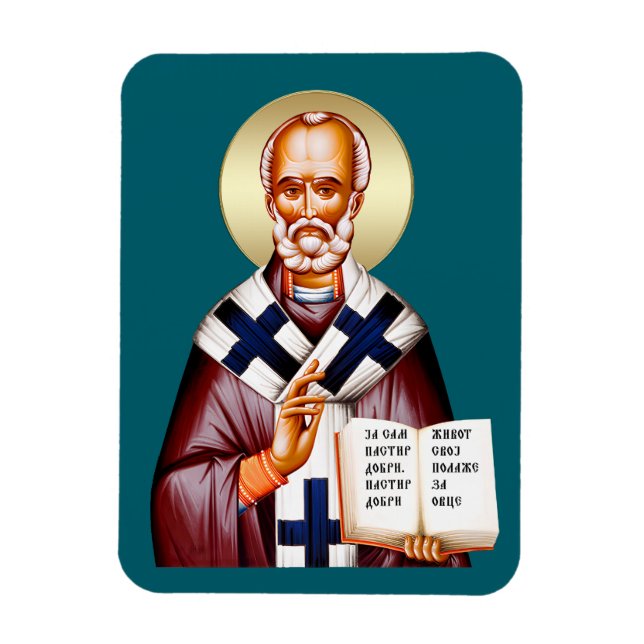 Sankt Nikolaus ortodox ikon 07 Magnet (Vertikal)