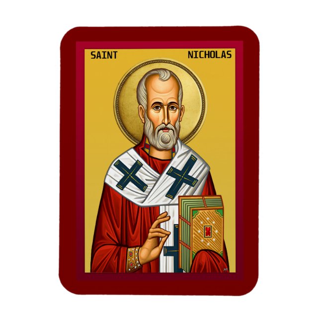 Sankt Nikolaus ortodox ikon 09 Magnet (Vertikal)