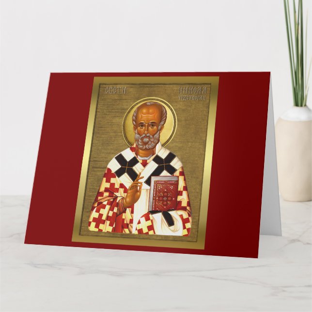 Sankt Nikolaus ortodox ikon 10 Kort (Framsida)