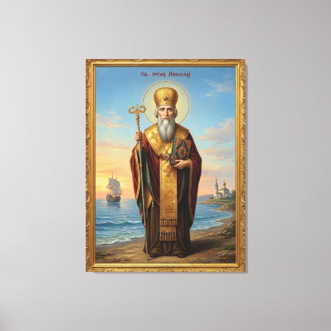 Sankt Nikolaus ortodox ikon Canvastryck (Framsida)