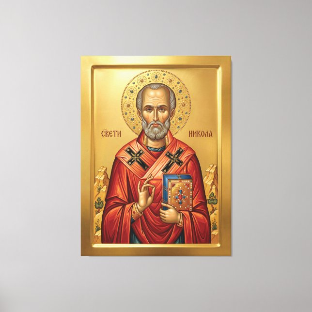 Sankt Nikolaus ortodox ikon Canvastryck (Framsida)