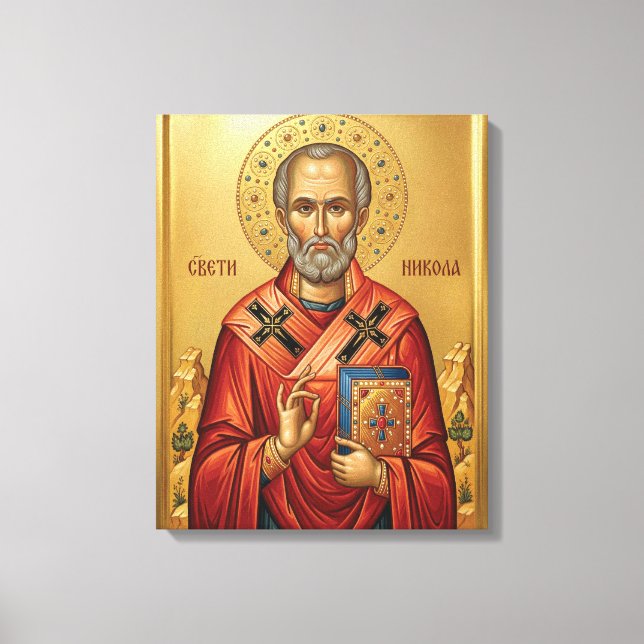 Sankt Nikolaus ortodox ikon Canvastryck (Framsida)