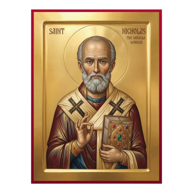 Sankt Nikolaus ortodox ikon Fototryck (Framsidan)