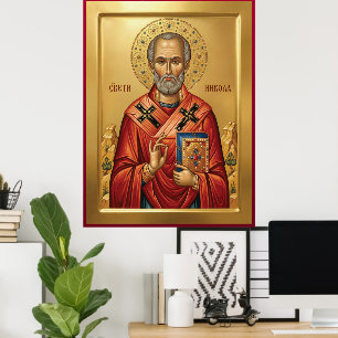 Sankt Nikolaus ortodox ikon Poster