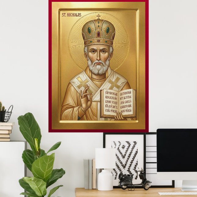 Sankt Nikolaus ortodox ikon Poster (Hemmakontoret)