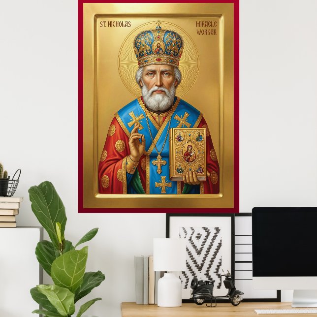 Sankt Nikolaus ortodox ikon Poster (Hemmakontoret)