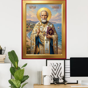 Sankt Nikolaus ortodox ikon Poster