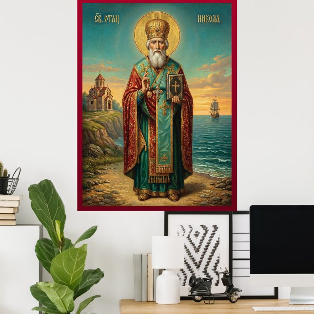 Sankt Nikolaus ortodox ikon Poster (Hemmakontoret)