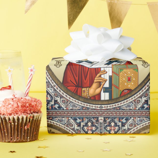 Sankt Nikolaus ortodox ikon Presentpapper (Födelsedagsfest)