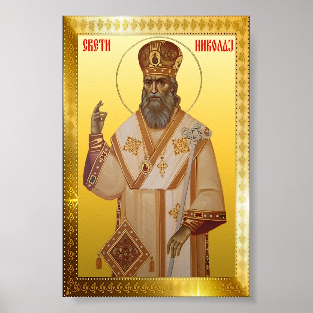 Sankt Nikolaus ortodox ikon serbisk Poster (Framsidan)
