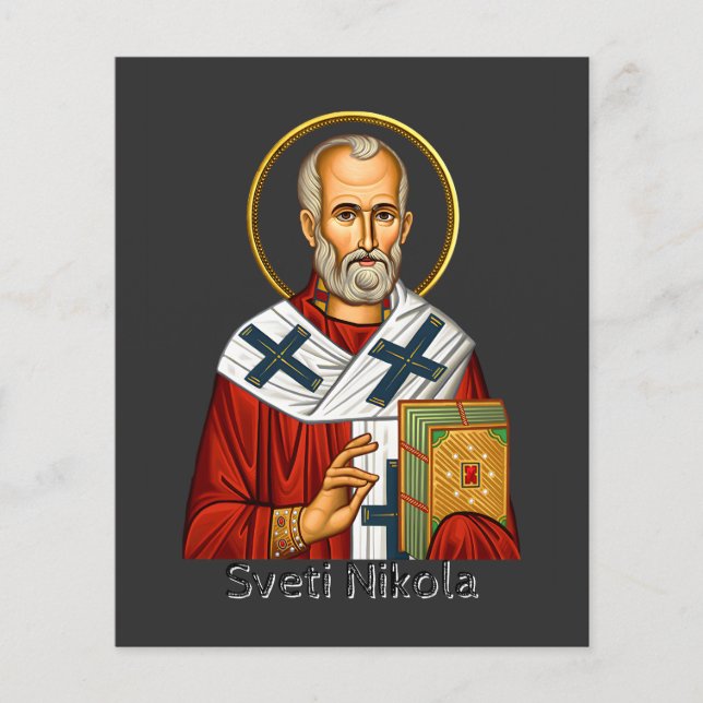 Sankt Nikolaus ortodox serbisk bokstav ikon  (Framsida)