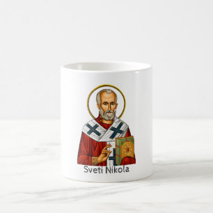 Sankt Nikolaus ortodox serbisk bokstav ikon Kaffemugg