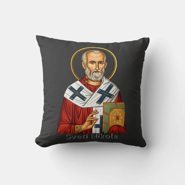 Sankt Nikolaus ortodox serbisk brev ikon  Kudde (Framsida)