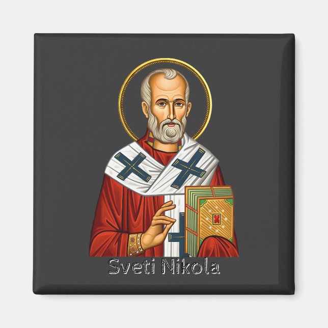 Sankt Nikolaus ortodox serbisk brev ikon  Magnet (Framsidan)