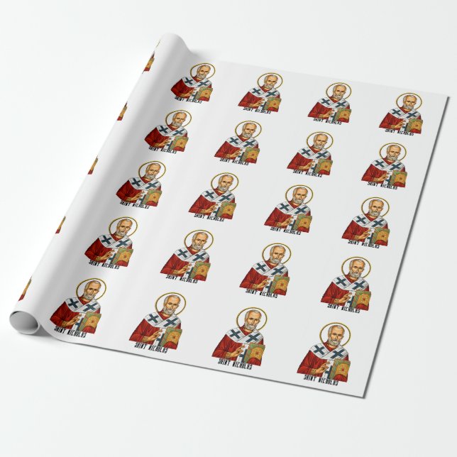 Sankt Nikolaus ortodox serbisk helgon ikon Presentpapper (Utrullad)