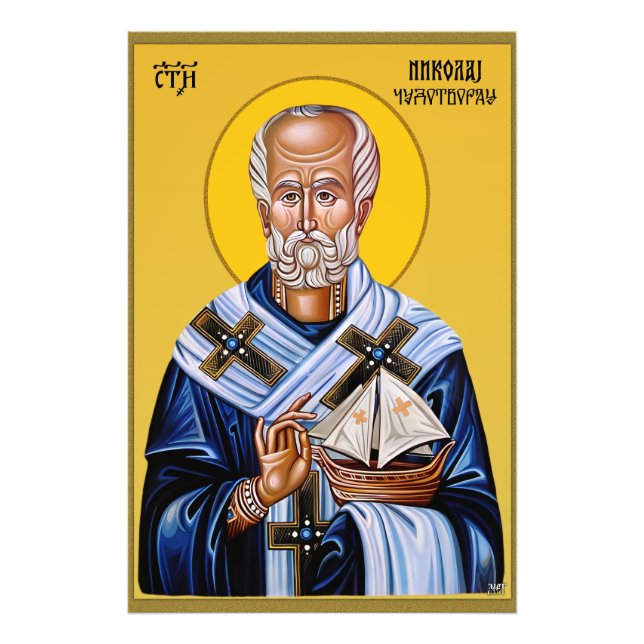 Sankt Nikolaus, ortodox slavisk ikon Fototryck (Framsidan)