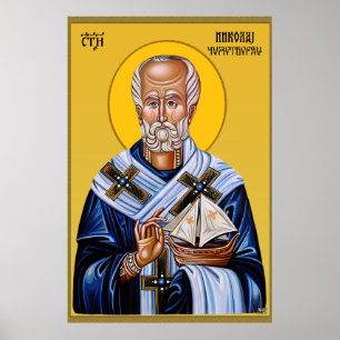 Sankt Nikolaus, ortodox slavisk ikon Poster