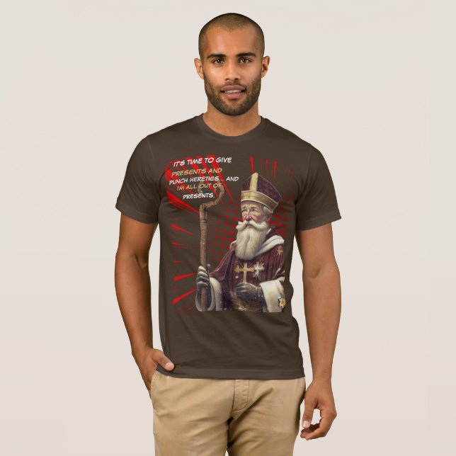 Sankt Nikolaus “Slå ner kättare” T Shirt (Hel framsida)