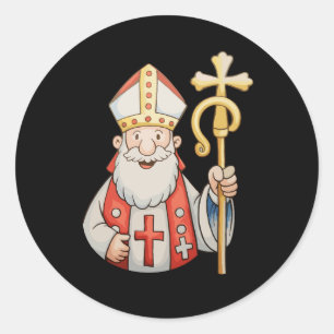 Sankt Nikolaus Tomte julens skyddshelgon Xmas Runt Klistermärke
