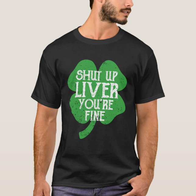 Sankt patientdagen Shamrock Drinking CloUp Liver T Shirt (Framsida)