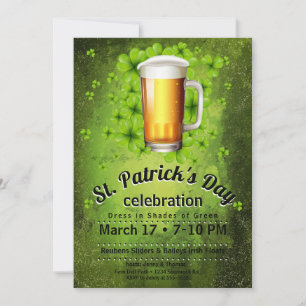 Sankt Patrick dag Beer & Shamrocks på Grunge Inbjudningar