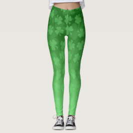 Sankt Patrick Dag-grönten schamprocks ombre mönste Leggings