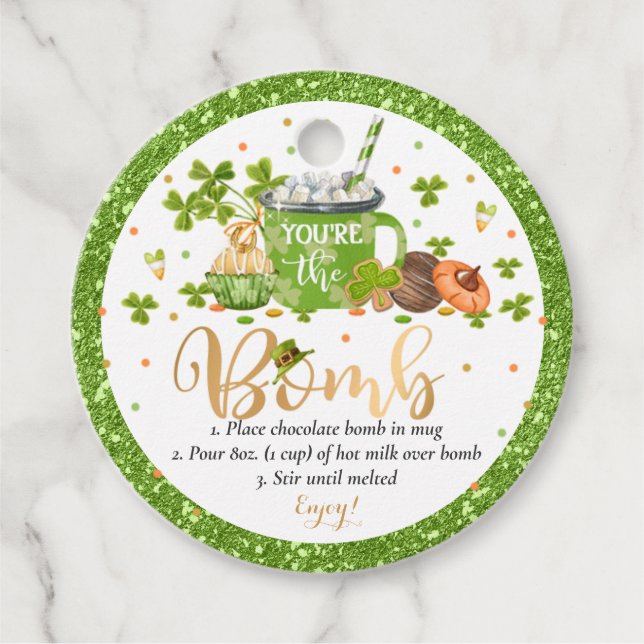 Sankt Patrick dag Hot Chocolate Bomb Lucky Bomb Gåvor Etiketter (Framsida)