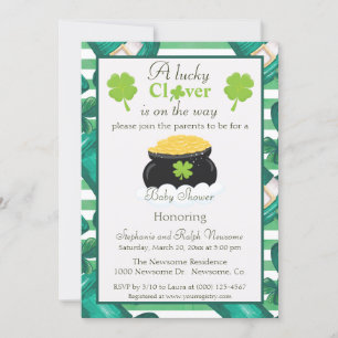 Sankt Patrick dag Unisex Baby Shower Inbjudningar