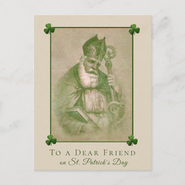 Sankt Patrick Dag-Vintagen, skammarrött hjärta Vykort (Framsida)