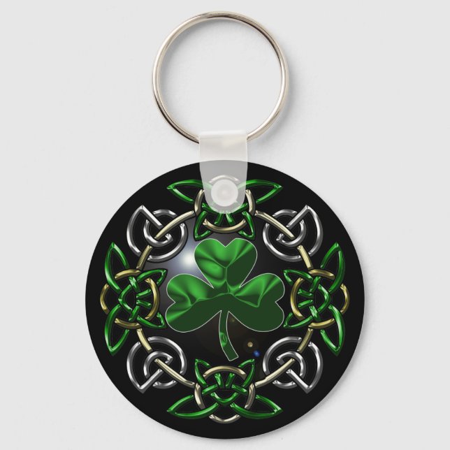 Sankt Patrick-Dagen Celtic Knot design Nyckelring (Framsida)
