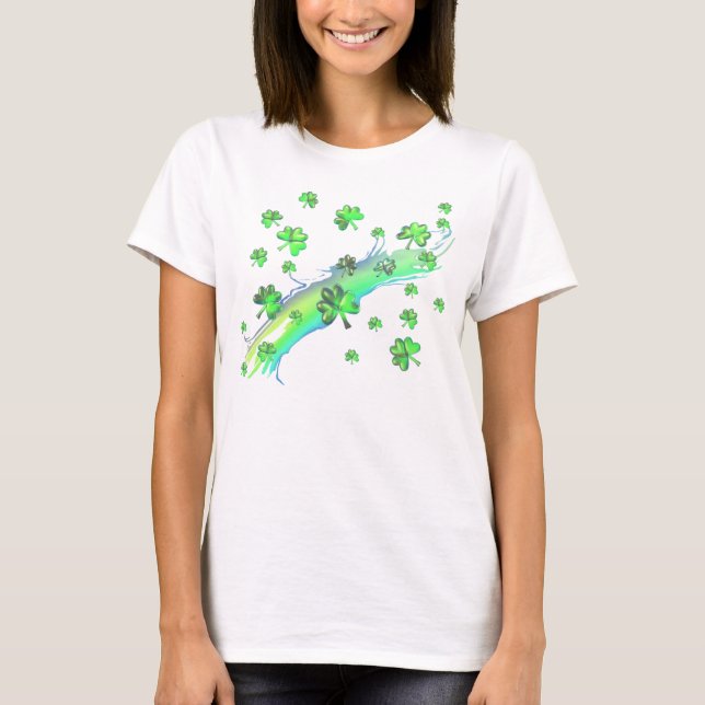 Sankt Patrick-Dagen Shamrocks Design T-shirt (Framsida)
