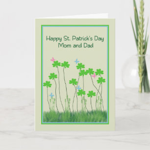 Sankt Patrick-dagskort för Shamrocks Mamma & Pappa Kort