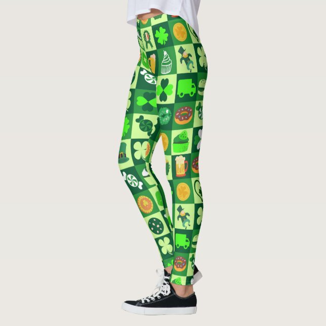 Sankt Patrick Day Icons Seamless Mönster Leggings (Vänster)