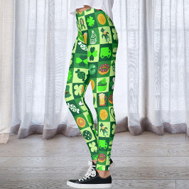 Sankt Patrick Day Icons Seamless Mönster Leggings