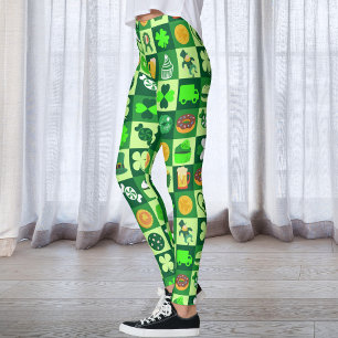 Sankt Patrick Day Icons Seamless Mönster Leggings
