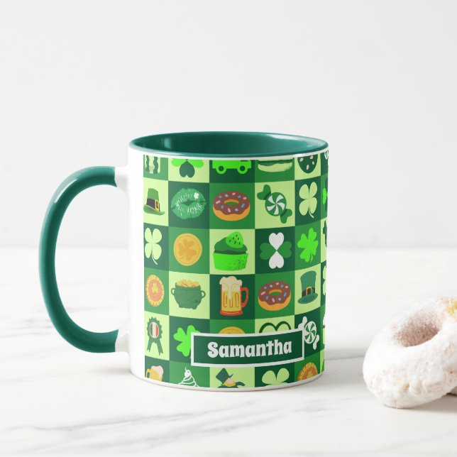 Sankt Patrick Day Icons Seamless Mönster Mugg (Med munk)