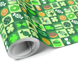 Sankt Patrick Day Icons Seamless Mönster Presentpapper