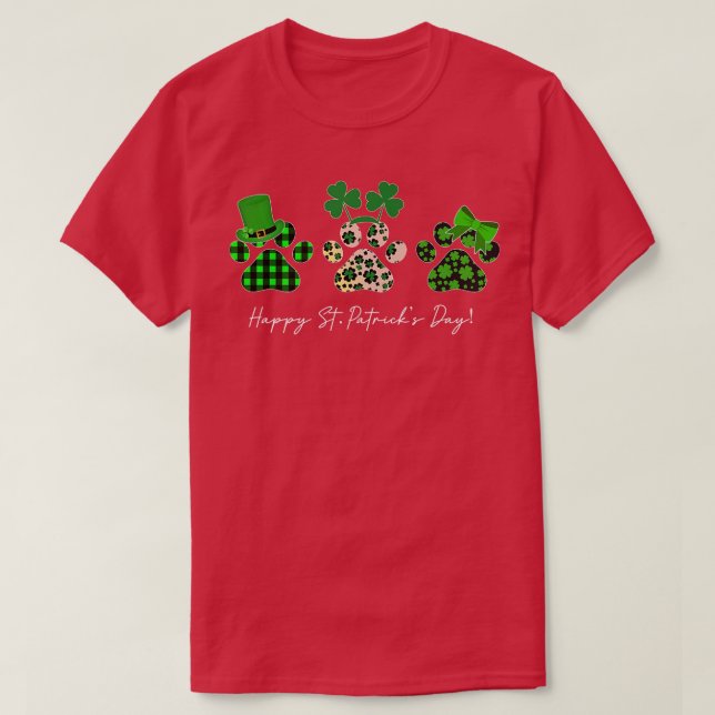 Sankt Patrick Day Tass leopard shamrock Cat Hund M T Shirt (Design framsida)