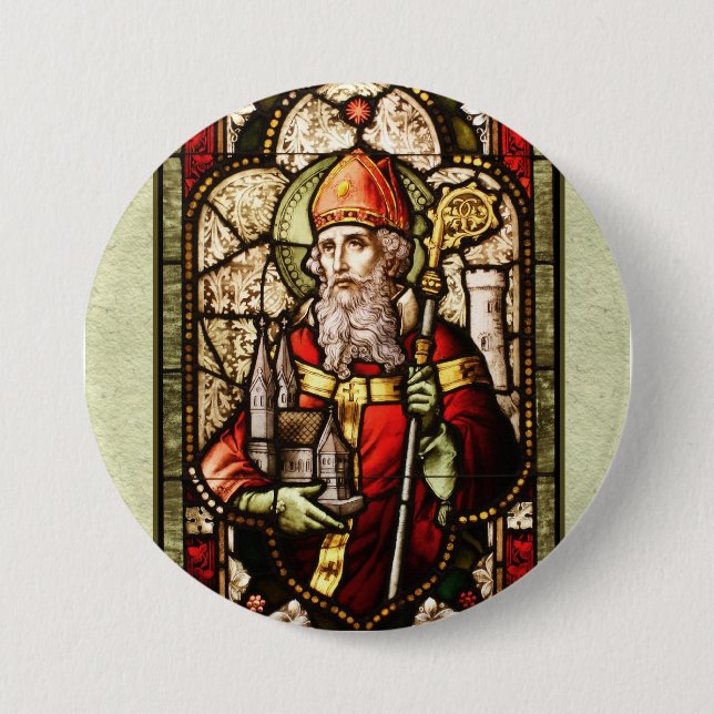 Sankt Patrick Digital Art Round Button Pin Knapp (Framsida)