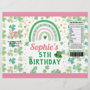 Sankt Patrick Girl Födelsedagsfest Chip Bag Wrappe Reklamblad