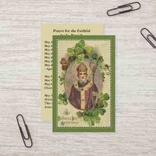 Sankt Patrick Heliga Card Shamrocks Bishop Visitkort