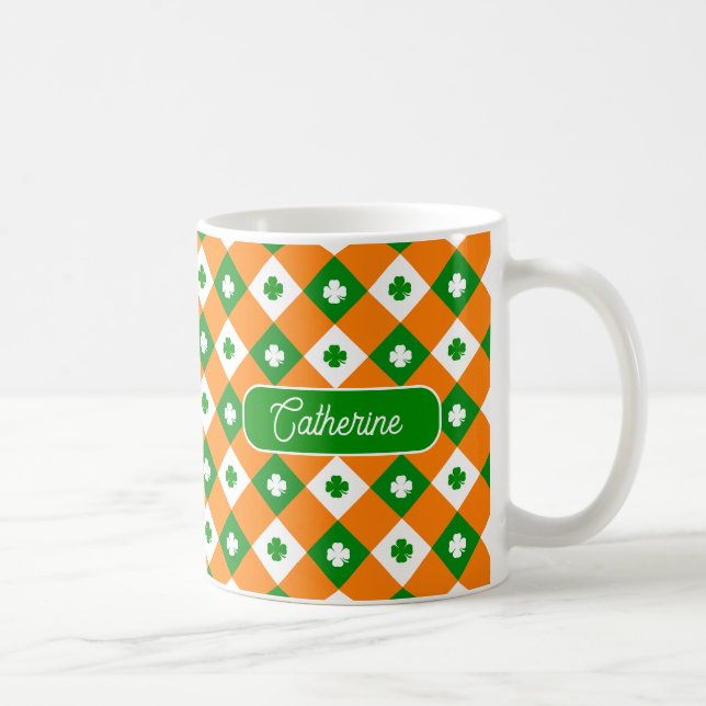 Sankt Patrick Klöver Grönt Orange Play Namn Kaffemugg (Höger)