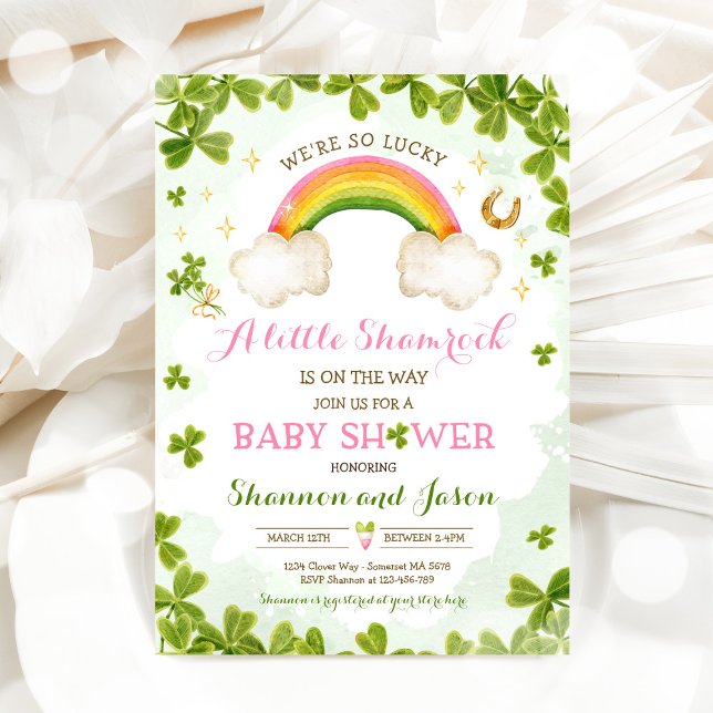 Sankt Patrick Little Shamrock Baby Shower Inbjudningar (Skapare uppladdad)