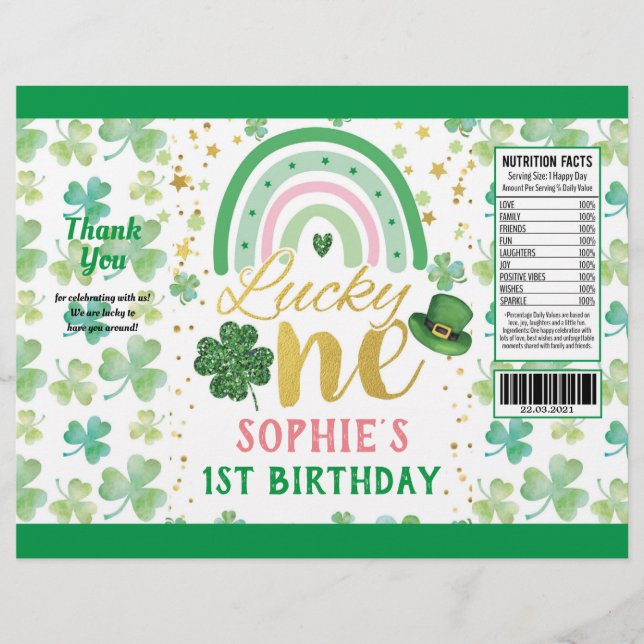 Sankt Patrick Rosa Lucky One Chip Bag Wrapper Reklamblad (Framsidan)